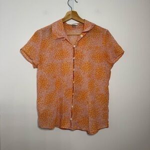 Christopher & Banks Vibrant Orange and Pink Floral Blouse